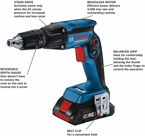 Bosch GTB18V-45B15-RT 18V Brushless 1/4in Hex Screwgun Kit (Renewed) | Variable-Speed Trigger | Depth Adjustment | Ergonomic Grip | Jobsite Ready in Kuwait