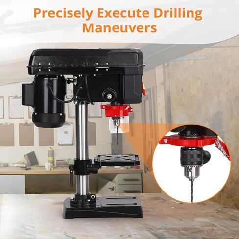 GarveeTech Benchtop Drill Press, 8 in 2.5Amp Bench Drill Press, 5Speed Variable, 0-45° Tiltling Worktable Bench Drilling Machine for Wood Metal in Kuwait