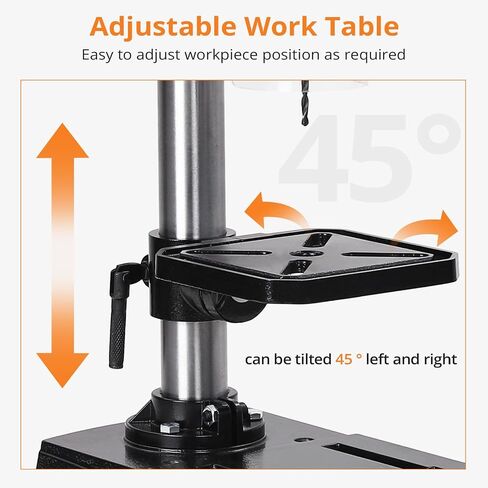 GarveeTech Benchtop Drill Press, 8 in 2.5Amp Bench Drill Press, 5Speed Variable, 0-45° Tiltling Worktable Bench Drilling Machine for Wood Metal in Kuwait