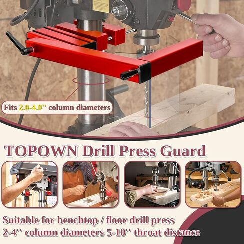 TOPOWN Adjustable Safety Drill Press Guard Shield Fits 2.0-4.0 Inches Column Diameter, Accessories for Drilling Press Guard Shield for Drill Press Protective Guard Shield, Drill Machine Guard Shield in Kuwait
