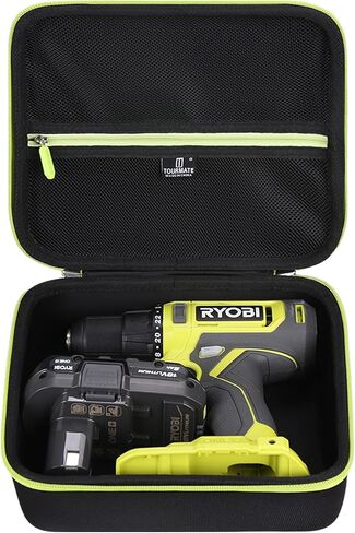 Tourmate Hard Storage Case for RYOBI ONE+ 18V Cordless 1/2 in. Drill PCL206B - Travel Case for RYOBI ONE+ 18V Cordless 1/4 in/18V,3/8 in Driver(Box for Sale) (Black & Green) in Kuwait