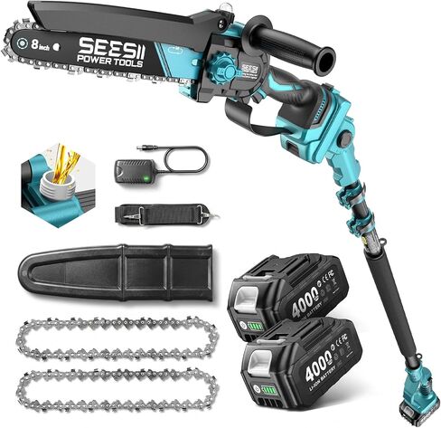 SEESII 6-Inch Mini Chainsaw Cordless with Oiler System | 2x2000mAh Batteries, Handheld Electric Chain Saw with Safety Lock, Battery Powered Chainsaw for Wood Tree Cutting, M6 Plus in Kuwait