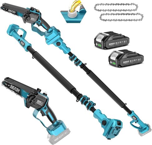SEESII 6-Inch Mini Chainsaw Cordless with Oiler System | 2x2000mAh Batteries, Handheld Electric Chain Saw with Safety Lock, Battery Powered Chainsaw for Wood Tree Cutting, M6 Plus in Saudi Arabia