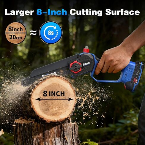 Mini Chainsaw 8 inch Cordless - Upgraded Handheld Electric Chainsaw with 2 Pack Batteries and Charger, Electric Power Chain Saw with Oiler, Garden Tools for Tree Trimming Wood Cutting in Kuwait