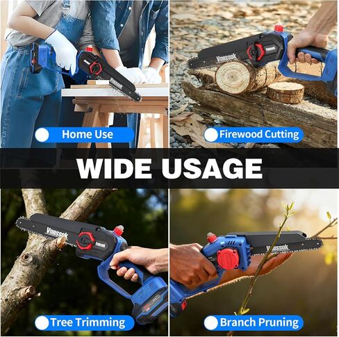 Mini Chainsaw 8 inch Cordless - Upgraded Handheld Electric Chainsaw with 2 Pack Batteries and Charger, Electric Power Chain Saw with Oiler, Garden Tools for Tree Trimming Wood Cutting in Kuwait