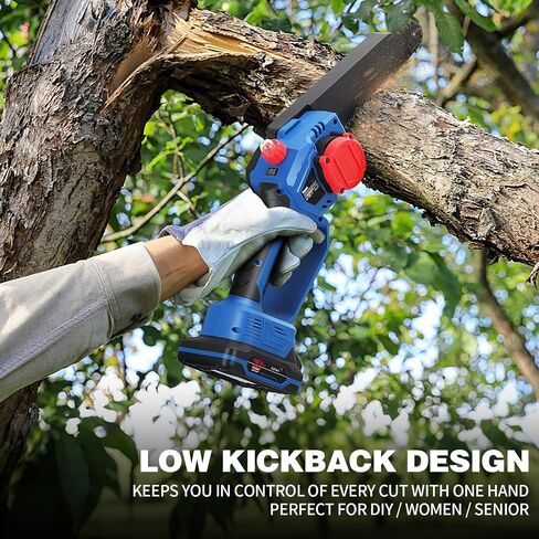 Mini Chainsaw 8 inch Cordless - Upgraded Handheld Electric Chainsaw with 2 Pack Batteries and Charger, Electric Power Chain Saw with Oiler, Garden Tools for Tree Trimming Wood Cutting in Kuwait