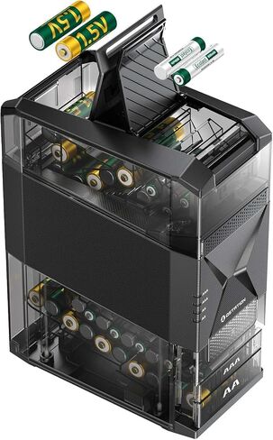 Ostation 2 Pro AA AAA Rechargeable Battery Charging Station w/ 24 Batteries | 12 AA Li-ion & 12 AAA NiMH Batteries, Polarity-Free, 3 in 1 Charger Organizer Tester for Gamers, Cameras & Smart Homes in Kuwait
