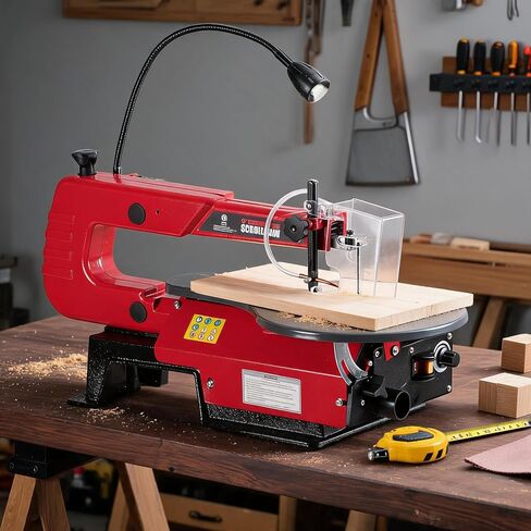 16-Inch Adjustable Speed Scroll Saw – Precision Electric Cutting Tool – 0–45° Tilting Work Table, LED Work Light – Smooth, Vibration-Free – 500–1600 SPM – U.S. Regulations, 1A Power, With Light in Saudi Arabia