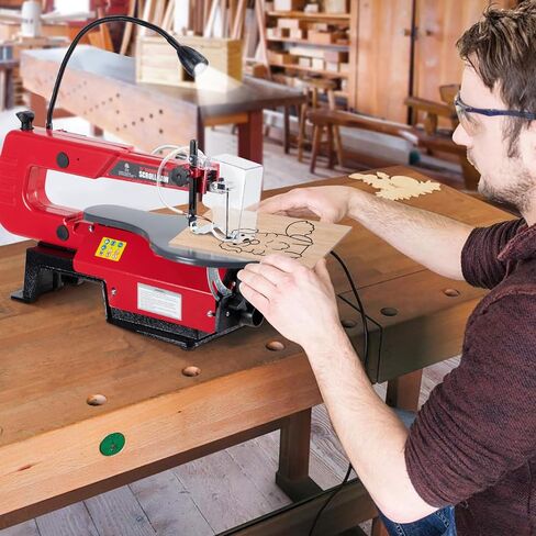 16-Inch Adjustable Speed Scroll Saw – Precision Electric Cutting Tool – 0–45° Tilting Work Table, LED Work Light – Smooth, Vibration-Free – 500–1600 SPM – U.S. Regulations, 1A Power, With Light in Saudi Arabia