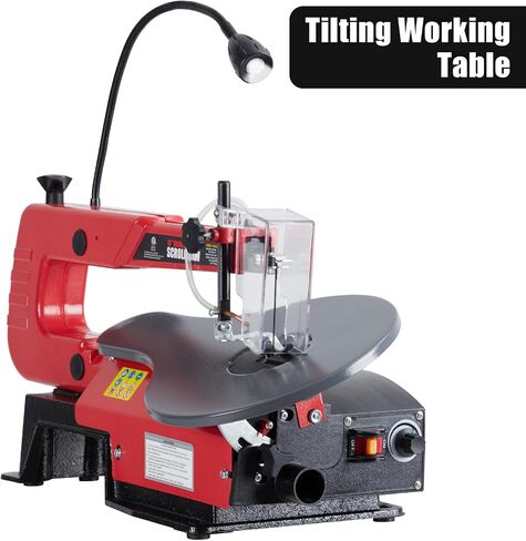 16-Inch Adjustable Speed Scroll Saw – Precision Electric Cutting Tool – 0–45° Tilting Work Table, LED Work Light – Smooth, Vibration-Free – 500–1600 SPM – U.S. Regulations, 1A Power, With Light in Saudi Arabia
