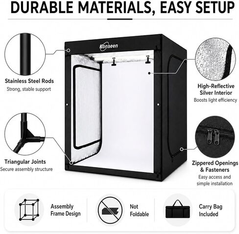 Professional Photo Light Box Photography Studio Dimmable LED Large Shooting Tent Cube 47x39x78inch Video Continuous Lighting Lightbox Soft Box with 3 Colors PVC Backdrops and Carrying Bag in Saudi Arabia