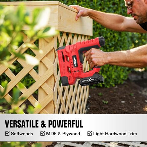 POPULO 20V Nail Gun Battery Powered, 18 Gauge 2-In-1 Cordless Brad Nailer Stapler Includes a 2.0Ah Battery, Charger, 1600 Nails, Electric Staple Nail Gun for Carpentry and Upholstery in Kuwait