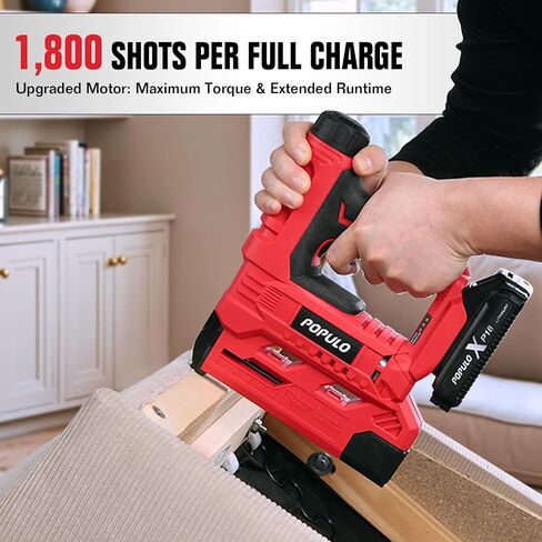 POPULO 20V Nail Gun Battery Powered, 18 Gauge 2-In-1 Cordless Brad Nailer Stapler Includes a 2.0Ah Battery, Charger, 1600 Nails, Electric Staple Nail Gun for Carpentry and Upholstery in Kuwait