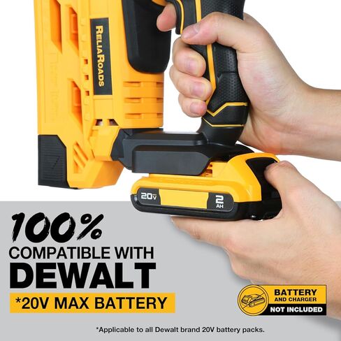 2-in-1 Cordless 18GA Brad Nailer & 1/4 Crown Stapler for DeWALT 20V MAX Battery (Tool Only) - Lightweight, 1600 Nails/Staples Included for DIY, Upholstery & Home Renovation in Kuwait