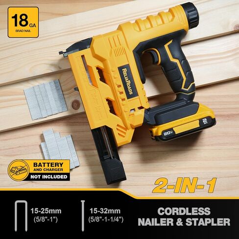 2-in-1 Cordless 18GA Brad Nailer & 1/4 Crown Stapler for DeWALT 20V MAX Battery (Tool Only) - Lightweight, 1600 Nails/Staples Included for DIY, Upholstery & Home Renovation in Kuwait