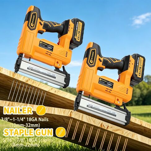JEXUGK Cordless Brad Nailer, 18 GA Nail Gun Battery Powered with 2 x 4.0Ah Battery, 2 in 1 Electric Nail Gun with 1000 Brad Nails and 1000 Staples, Finish Nailer for Woodworking & Home Improvement in Kuwait