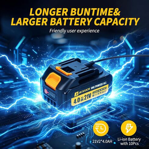 JEXUGK Cordless Brad Nailer, 18 GA Nail Gun Battery Powered with 2 x 4.0Ah Battery, 2 in 1 Electric Nail Gun with 1000 Brad Nails and 1000 Staples, Finish Nailer for Woodworking & Home Improvement in Kuwait
