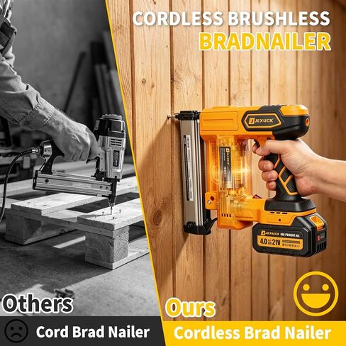 JEXUGK Cordless Brad Nailer, 18 GA Nail Gun Battery Powered with 2 x 4.0Ah Battery, 2 in 1 Electric Nail Gun with 1000 Brad Nails and 1000 Staples, Finish Nailer for Woodworking & Home Improvement in Kuwait