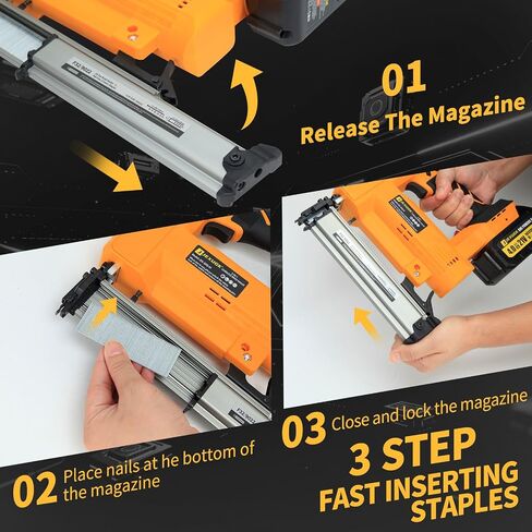 JEXUGK Cordless Brad Nailer, 18 GA Nail Gun Battery Powered with 2 x 4.0Ah Battery, 2 in 1 Electric Nail Gun with 1000 Brad Nails and 1000 Staples, Finish Nailer for Woodworking & Home Improvement in Kuwait