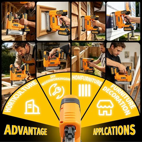 JEXUGK Cordless Brad Nailer, 18 GA Nail Gun Battery Powered with 2 x 4.0Ah Battery, 2 in 1 Electric Nail Gun with 1000 Brad Nails and 1000 Staples, Finish Nailer for Woodworking & Home Improvement in Kuwait