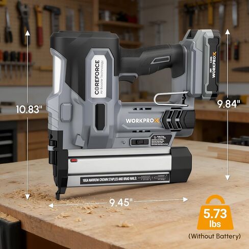 WORKPROX 20V Cordless Brad Nailer Kit, 18 Gauge 2-in-1 Nail & Staple Gun | 2.0Ah Rechargeable Battery, 1000 Staples & 1000 Nails, For Woodworking, Upholstery, DIY Projects & Home Improvement in Kuwait