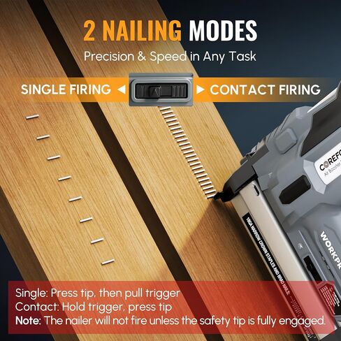 WORKPROX 20V Cordless Brad Nailer Kit, 18 Gauge 2-in-1 Nail & Staple Gun | 2.0Ah Rechargeable Battery, 1000 Staples & 1000 Nails, For Woodworking, Upholstery, DIY Projects & Home Improvement in Kuwait