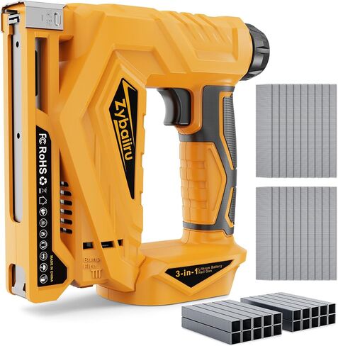 3-In-1 Cordless Nail Gun - Compatible with DEWALT 20V Battery - 18 GA Electric Brad Nailer With 3000 Pcs Nails (18GA Brad & T50 & 10J Crown Staples) for Upholstery & Family DIY (No Battery) in Kuwait