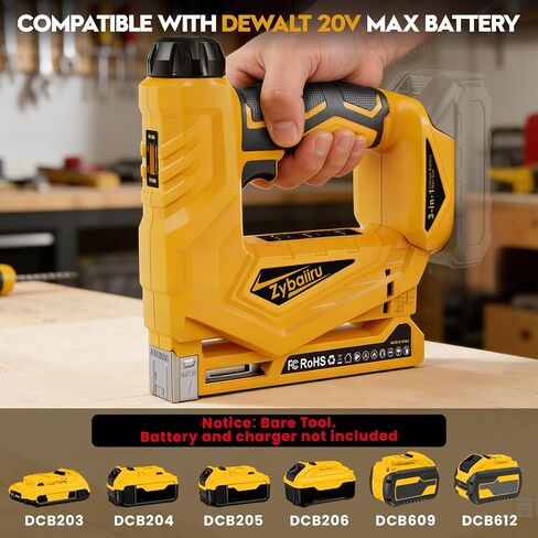 3-In-1 Cordless Nail Gun - Compatible with DEWALT 20V Battery - 18 GA Electric Brad Nailer With 3000 Pcs Nails (18GA Brad & T50 & 10J Crown Staples) for Upholstery & Family DIY (No Battery) in Kuwait