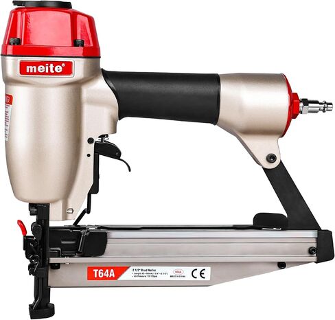 meite T64A 16 Gauge Pneumatic Finish Nailer for 1-1/4 to 2-1/2 Inch Nails | 16GA Pneumatic Nail Gun, 100rd Mag, Tool-free Jam Release and Depth Adjust, Baseboards Trim Carpentry Cabinet Crown Molding in Kuwait