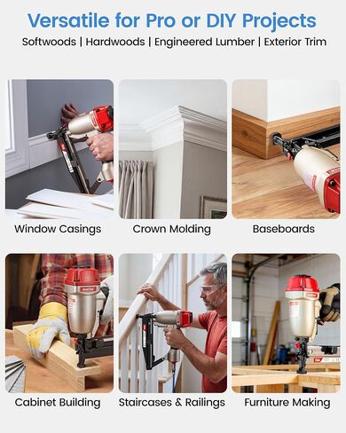 meite T64A 16 Gauge Finish Nailer with 4 Sizes Finish Nails Set 2,000PCS | Pneumatic Straight Nail Gun for 1-1/4" to 2-1/2", Tool-free Jam Release and Depth Dial, Cabinet Baseboards Trim Carpentry in Kuwait