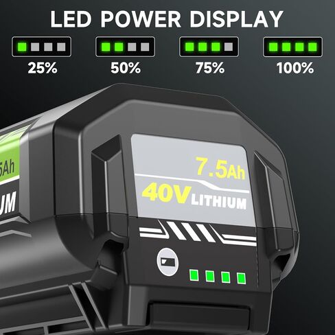 1 Pack Upgraded to 7.5Ah Replacement for Ryobi 40V Battery OP4075A(Green) | Compatible with Ryobi 40 Volt Batteries OP40601 OP40602 OP4050 OP40501 OP4040 OP40404 in Saudi Arabia