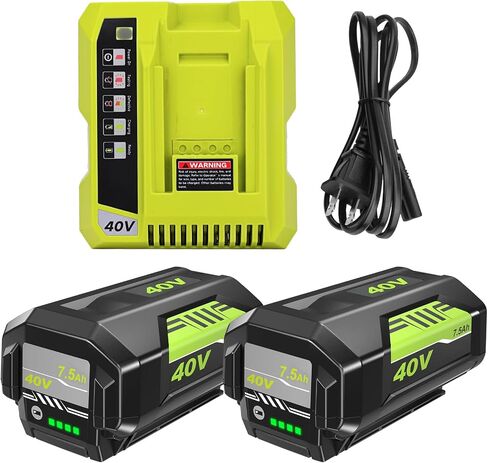 7.5Ah Replacement for Ryobi 40V Battery Compatible with Ryobi 40 Volt Lithium ion Battery 7500mAh OP40601 OP40602 OP4075A OP4040 OP40404 OP4050A Compatible with Ryobi 40V Cordless Power Tool(Green) in Saudi Arabia