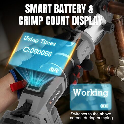 WORKPROX Press Tool, 20V Brushless Electric Pipe Crimping Tool for 1/2", 3/4", 1" Copper Pipes, Cordless Press Tool Kit with 3 Press Jaws, 2-Pack 2.0Ah Batteries with Carrying Case in Kuwait