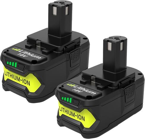 2-Pack 18V 4000mAh P108 Replacement for Ryobi 18V Battery and P117 Charger Compatible with Ryobi 18 Volt Lithium Battery P102 P103 P104 P105 P107 P109 P108 P190 P122 Cordless Power Tools (Green) in Saudi Arabia