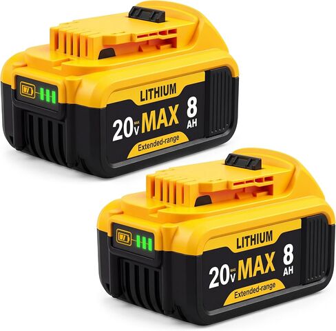 2-Pack 8000mAh High-Capacity Replacement for Dewalt 20V Max Battery Compatible with DCB200 DCB201 DCB203 DCB204 DCB205 DCB206 for DeWalt 20V Cordless Power Tools with LED Indicator & Safety Protection in Kuwait