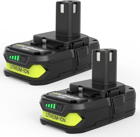 2-Pack 18V 4000mAh P108 Replacement for Ryobi 18V Battery and P117 Charger Compatible with Ryobi 18 Volt Lithium Battery P102 P103 P104 P105 P107 P109 P108 P190 P122 Cordless Power Tools (Green) in Saudi Arabia