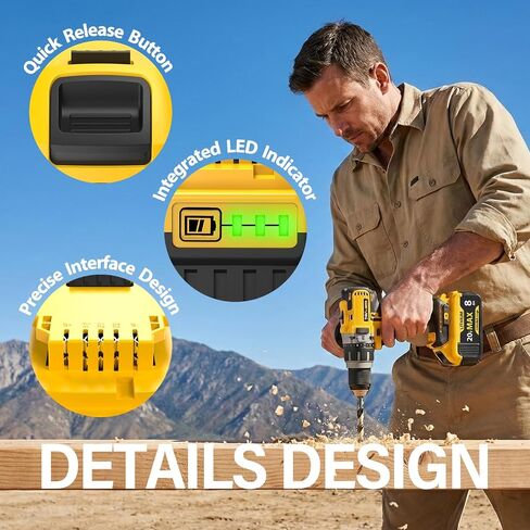 2-Pack 8000mAh High-Capacity Replacement for Dewalt 20V Max Battery Compatible with DCB200 DCB201 DCB203 DCB204 DCB205 DCB206 for DeWalt 20V Cordless Power Tools with LED Indicator & Safety Protection in Kuwait