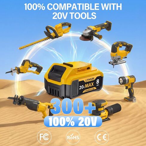 2-Pack 8000mAh High-Capacity Replacement for Dewalt 20V Max Battery Compatible with DCB200 DCB201 DCB203 DCB204 DCB205 DCB206 for DeWalt 20V Cordless Power Tools with LED Indicator & Safety Protection in Kuwait