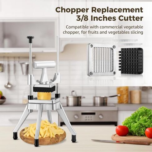 Chopper Replacement 3/8 inch Blade, Stainless Steel Cutter and Pusher Block for Commercial Vegetable Chopper, Metal Dicer for Potato, Carrot, Onion, Cucumber, Fruit Cutting Machine in Kuwait