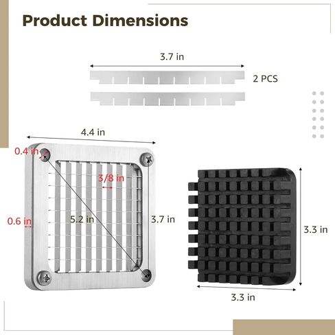Chopper Replacement 3/8 inch Blade, Stainless Steel Cutter and Pusher Block for Commercial Vegetable Chopper, Metal Dicer for Potato, Carrot, Onion, Cucumber, Fruit Cutting Machine in Kuwait