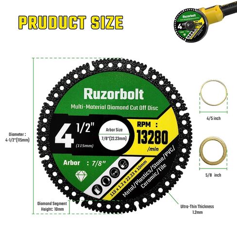 4-1/2 Inch Indestructible Multi-Material Cut Off Disc for Angle Grinder, Diamond Cutting Blade for Metal Ceramic Porcelain Marble Tile Plastic-3 Pack in Kuwait