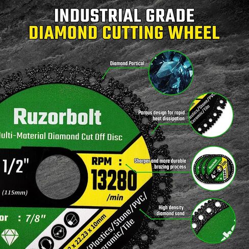 4-1/2 Inch Indestructible Multi-Material Cut Off Disc for Angle Grinder, Diamond Cutting Blade for Metal Ceramic Porcelain Marble Tile Plastic-3 Pack in Kuwait