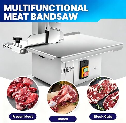 1500W Electric Bone Saw Machine, High Efficiency Meat Cutter, Cuts 0.04-8 Inch Thickness Meat Saw, Band Saw with Sharp Blade, Frozen Meat Slicer, for Home Butchering Commercial Use in Kuwait