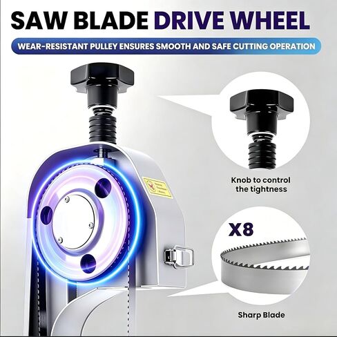 1500W Meat Saw for Butchering at Home, Cuts 0.04-8 Inch Thickness Meat Saw, 20"x16" Stainless Steel Worktable, Electric Bone Saw Machine, Frozen Meat Slicer, for Rib Pork Beef Butchering in Kuwait