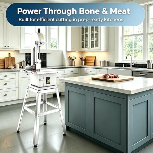 1500W Meat Saw for Butchering at Home, Cuts 0.04-8 Inch Thickness Meat Saw, 20"x16" Stainless Steel Worktable, Electric Bone Saw Machine, Frozen Meat Slicer, for Rib Pork Beef Butchering in Kuwait