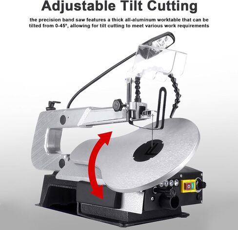 Electric Scroll Saw, Dust-Free Cutting Machine with Tiltable Work Table, LED Light, 400-1600RPM Speed for Wood, Metal, Plastic, Acrylic Projects in Kuwait