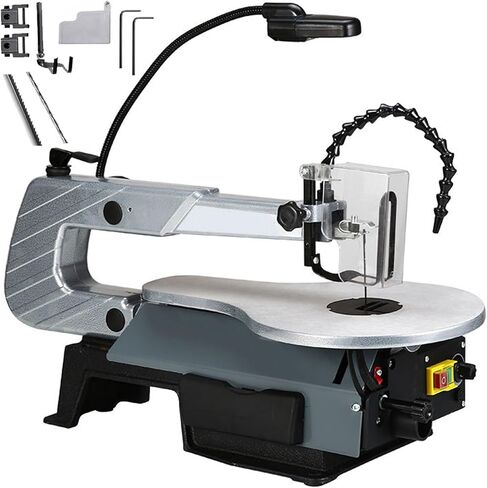 Scroll Saw - Electric Woodworking Machine with Tiltable Metal Work Table, LED Light, Speed 400-1600RPM for Metal, Plastic, Acrylic, and Wood Cutting in Kuwait