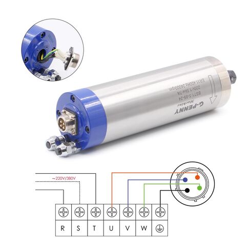 G-Penny 1.5KW Water Cooled CNC Spindle Motor 65mm 220V ER11, 4 Pcs 7 Series Bearings, 24000 Speed, 0.01mm Runout Accuracy CNC Router Motor for Wood Acrylic Metal Engraving Milling (110, Volts (AC)) in Kuwait