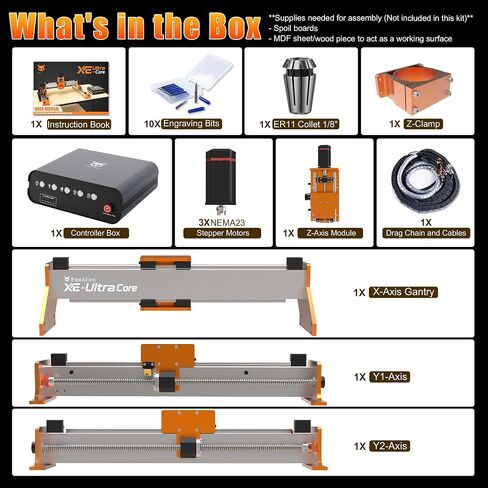 FoxAlien XE-Ultra Core Desktop CNC Router Machine, 17x17in Active Area with NEMA 23 Closed-Loop Stepper Motor, Large Benchtop Engraving & Milling Machine for Wood, Aluminum, Carbon Fiber DIY Projects in Kuwait