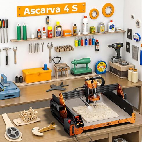 CNC Router Machine,ACMER Ascarva 4S CNC Milling Machine,70W 24V Spindle Power,15.7" x 15.7" x 3.7",120W Whole Machine Power for Wood Plastic Acrylic MDF Carving Cutting in Kuwait